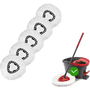 [ 5 Pack ]Mop Heads Replacements, Spin Mop Replacement  Deep Cleaning Machine Washable and Easy-to-Replace,Spin Mop Refill Replacement   Microfiber,Mop  Compatible with O Ceda EasyWrin
