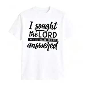 "I Sought The Lord And He Heard And He Answered" Bible Verse Christian Graphic T-Shirt, Religious Faith Inspirational Tee No box included