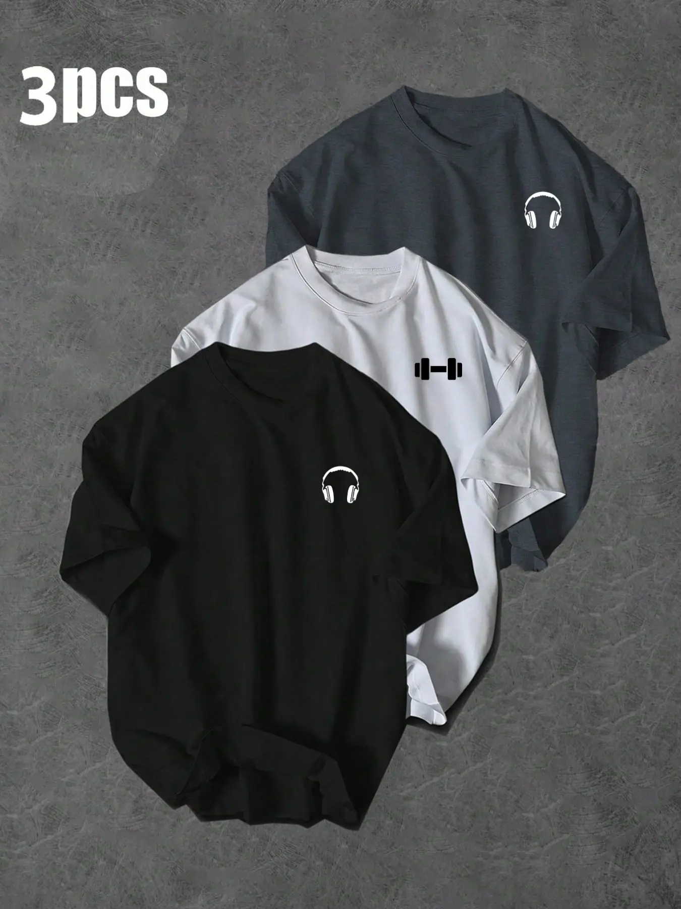Men & Women Trendy Sports Letter Print Round Neck Casual Short Sleeve Running Gym Workout Tee, Earphone Dumbbell Gym Pattern, Summer Essential, Activewear T Shirt, Gym T Shirts, Casual Sports Tops, Activewear Clothes