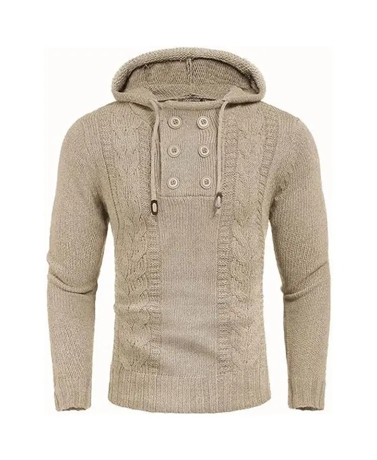 COOFANDY Fall Outfits Men's Knitted Hoodies Pullover Casual Comfortable Long Sleeve Turtleneck/High Neck Sweaters - For Casual/Business/Holiday Stylis