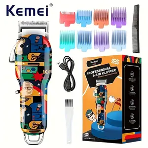 Kemei MAX2092 Hair Clipper Graffiti Professional Barber Fade Hair Cutting Machine Electric Cordless Beard Hair Trimmer Precision Mower