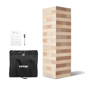 VEVOR Tumbling Timber Toy,  60 Blocks Giant Tumble Tower Blocks Game, Pine Wood Tumbling Tower Game with Carry Bag and Scoreboard, Wooden Stacking Game, Tumble Tower Family Games for Indoor/Outdoor