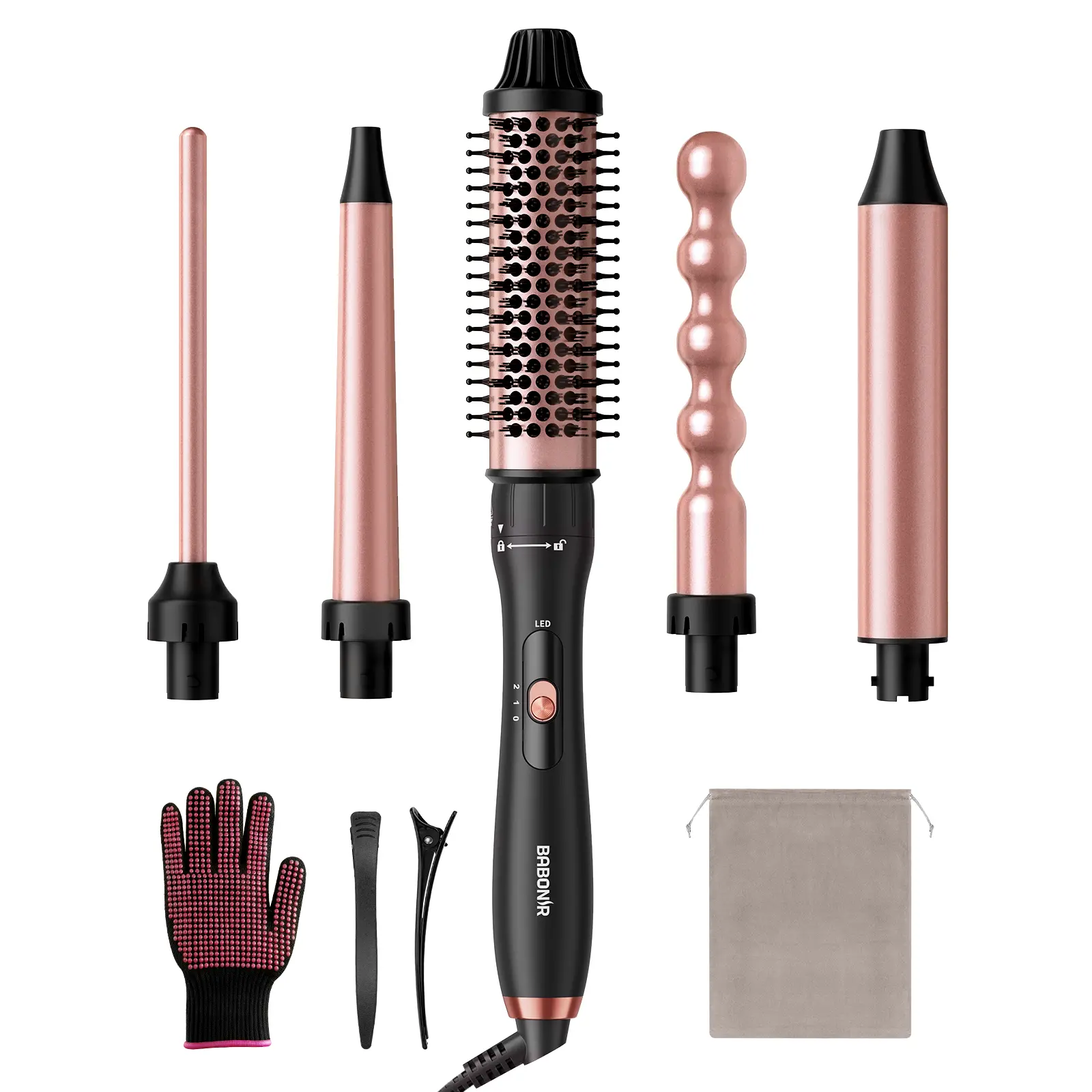5-in-1 Rose Gold and Black Hair Styler Set Shark FlexStyle 5-in-1 Hair Styling kit Warm Black Black  main image 3