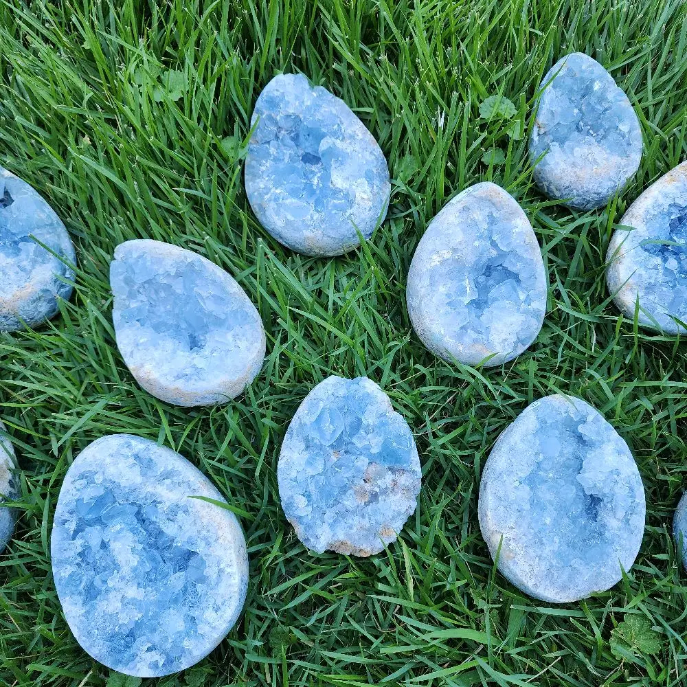 Celestite Geode Egg Semi Polished Natural Stone