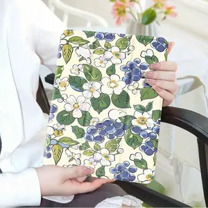 Triple-Fold Design Case for iPad with Stylus Slot & Auto Sleep/Wake - Grape & Floral Pattern, Premium Protective Cover for iPad Air/Pro 11/12.9/13-inch, Mini 4/5/6/7, 7th-10th Gen 8.7-10.9-inch Models Computer Tablet