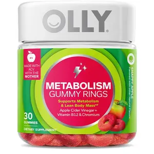 OLLY Metabolism Gummy Rings, Apple Cider Vinegar, Vitamin B12, Chromium, Energy and Digestive Health, Chewable Supplement, Apple Flavor - 30 Count OLLY Metabolism Gummy Rings, Apple Cider Vinegar, Vitamin B12, Chromium, Energy and Digestive Health, Chewable Supplement, Apple Flavor - 30 Count