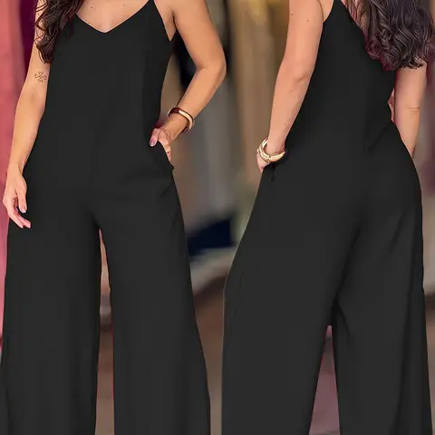 Women's Elegant Solid Color Strapless Jumpsuit, Stylish One-Piece for Casual Wear, Comfortable and Versatile Fashion Choice Womenswear Elegance