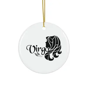 VIRGO ORNAMENT, CHRISTMAS DECORATIONS, 3 INCHES CIRCLE ORNAMENT, CERAMIC ORNAMENT