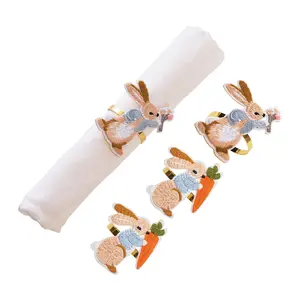 Rabbit & Carrot Napkin Rings Set of 4 by Valerie