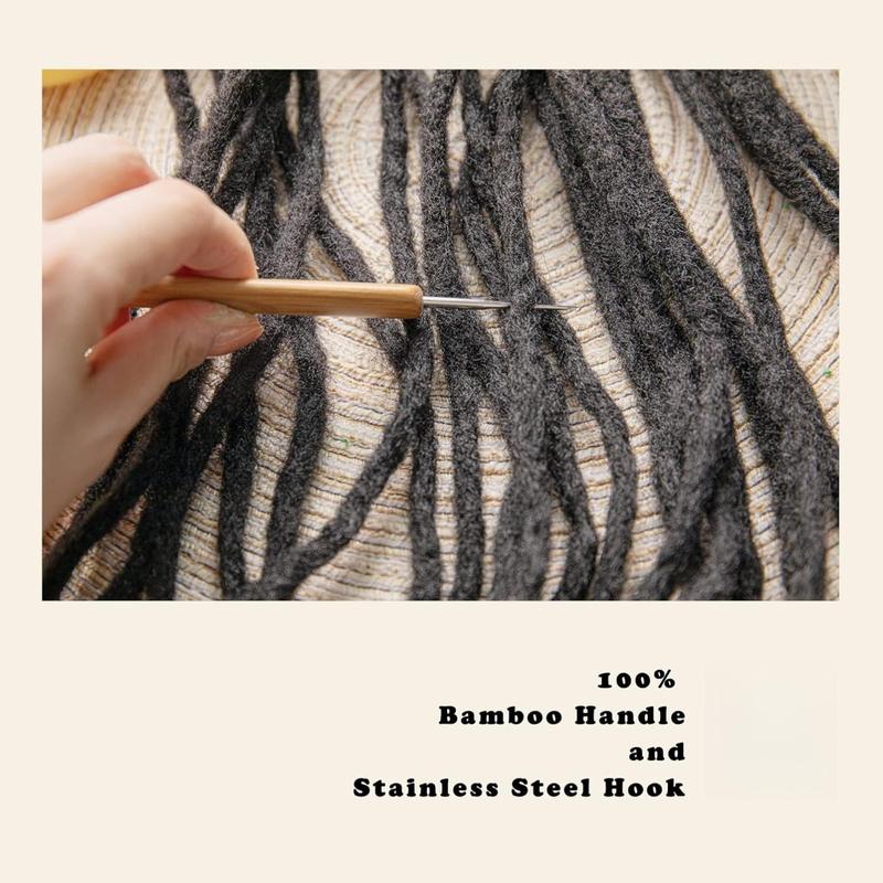 Christmas Fall Gift Dreadlock Crochet Hook for Hair 0.75mm Loc Needle for Dreads Dreadlocks Crochet Needle Interlocking Tool for Locs Braid Craft Wooden Handle DIY Hairstyles