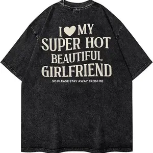 I Love My Girlfriend Graphic T-Shirt Funny Romantic Print Tee Valentine's Day Gift For Boyfriend Casual Daily Short Sleeve Tops
