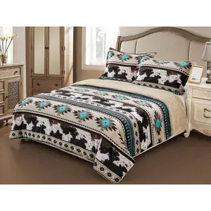 Southwest Aztec Cowhide Sherpa Set Southwest Aztec Cowhide Sherpa Set
