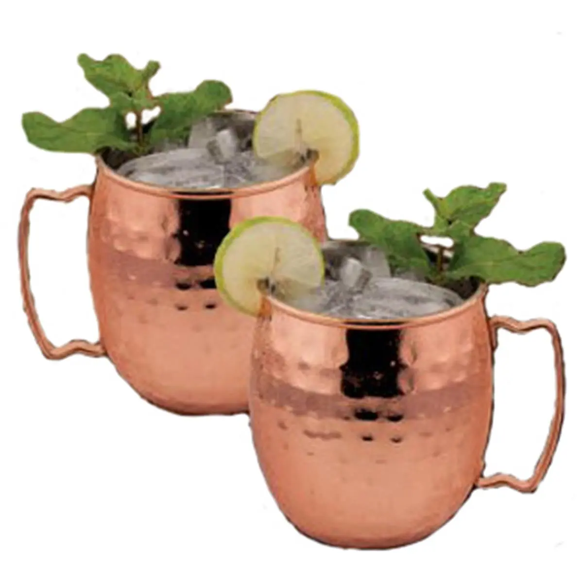 212 MAIN Starcrafts Hammered Copper-Plated Moscow Mule Mug Set - 2-Piece Cold-Only Reusable Washable Drink Cup Tumblers, Reuse