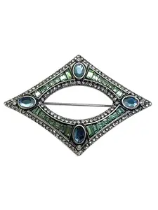 Vintage Rhinestone & Glass Gem Brooch, Multi-layered Design Brooch, Fashion Accessories for Women & Men, Trendy All-match & Exquisite Brooch for Birthday Gift