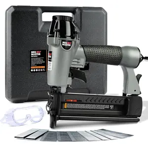 Master Pneumatic Brad Nailer, 2 in 1 Nail Gun Staple Gun Fires 18 Gauge 2 Inch Brad Nails and Crown 1-5/8 inch Staples with Carrying Case and Safety Glasses(Used with Air Compressor)