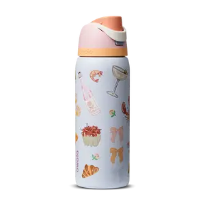 Owala FreeSip 32oz Insulated Stainless Steel Water Bottle with Straw, BPA-Free Anime Dinner Brunch Print Limited Edition, Reusable Portable Tumbler, Cold Drinkware for Sports Outdoor Travel School Beach