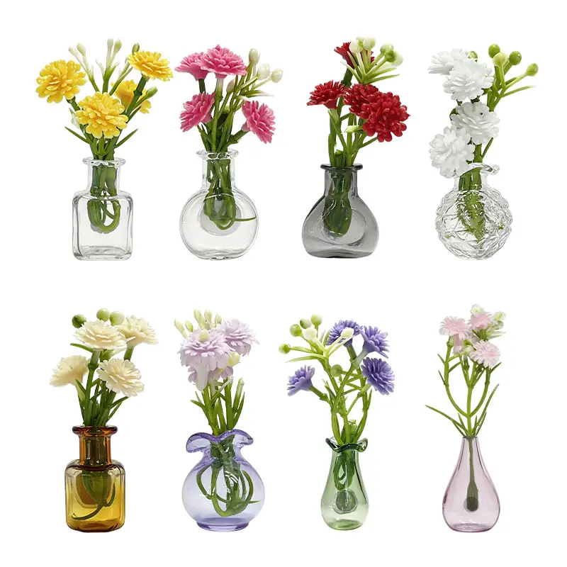 8Pcs Magnetic Mini Vases for Fridge - Cute Small Glass Bottles for Decor - Strong Magnet Planter for Real or Faux Greenery - Aesthetic Kitchen Accessories Flower Decorative Water Proof Gift