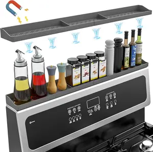 30" Silicone Stove Top Shelf, Over the Stove Top Shelf Spice Rack, Powerful Magnetism, Heat Insulated