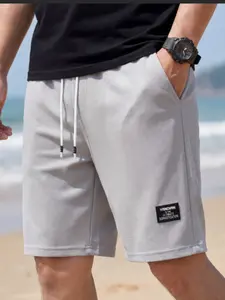 Men's Waffle Texture Shorts Summer Breathable Quick-Dry Five-Inch Pants Casual Sport Beachwear Drawstring Loose Fit Sporty