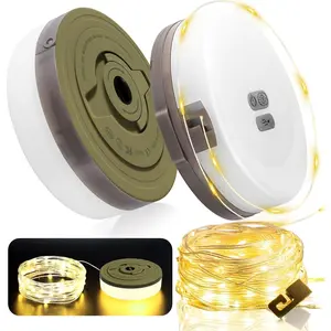 2Pack Camping String Lights, 4 in 1 Quick Storage 32.8FT Rechargeable Tent Lights with 6 Modes Hanging Waterproof Camp Lamp Camping Essentials for AwnTent Hiking Garden Bedroom Festival (Warm White)