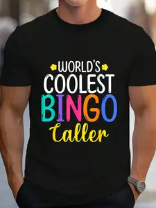100% Cotton Funny Bingo Caller Gambling Bingo Player Bingo T-Shirt Women's Men's Graphic Tee Crew Neck summer vacation Tops