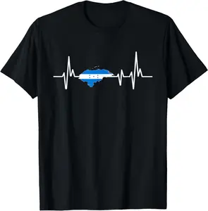 100% Cotton Heartbeat Design Honduran Flag Honduras T-Shirt
