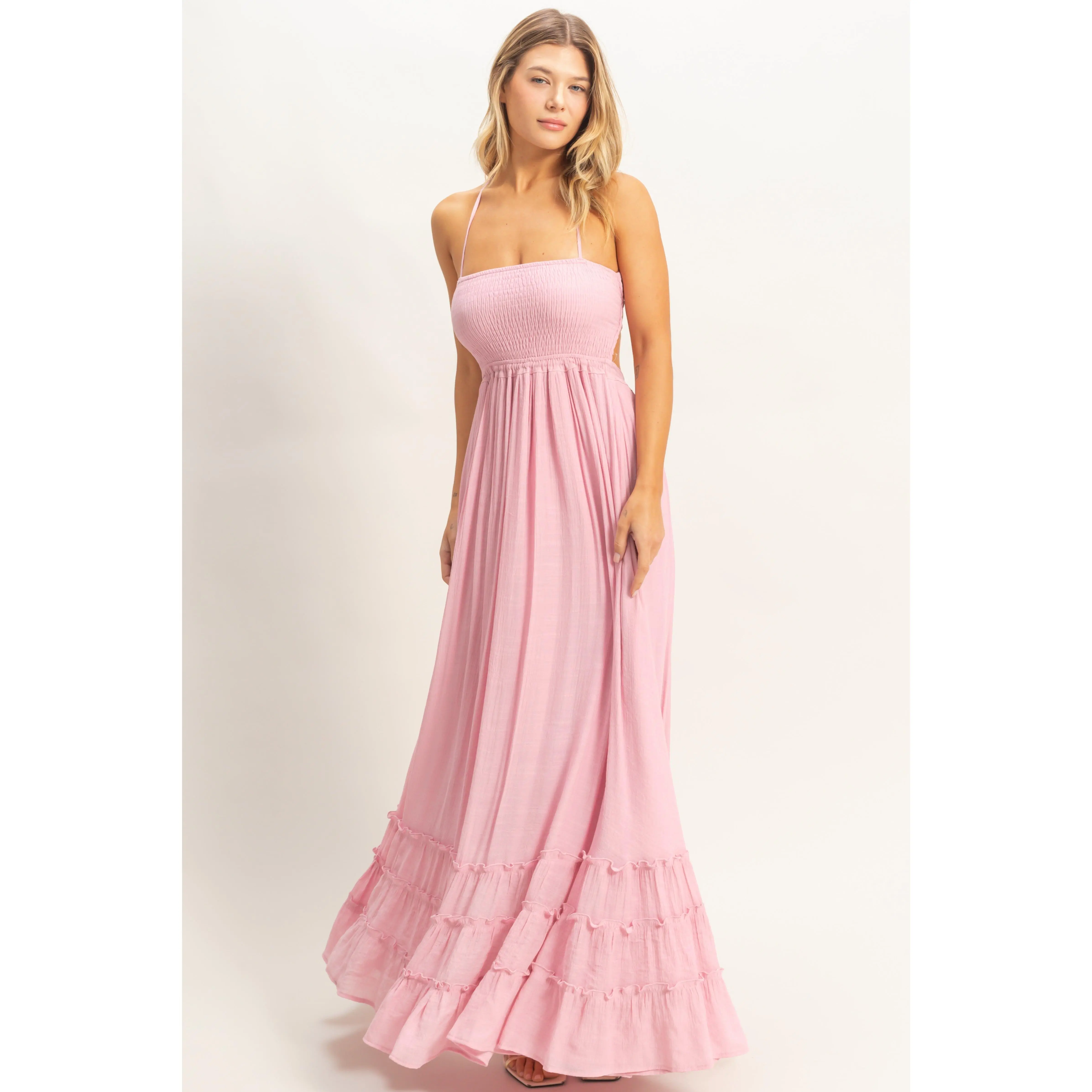 HYFVE Smocked Halter Maxi Dress