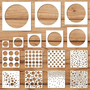 Jarthenaamcs 16Pcs Circle Stencils round Polka Dot Templates Stencils Reusable Plastic Drawing Painting Template for DIY Art Craft Painting on Wood JarThenaAMCS