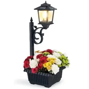 Solar Post Light with Planter, Hoodink 1/2 Pcs, Ideal for Easter & Weddings, Perfect for Porches/patio/roadside, Solar Landscape Lights