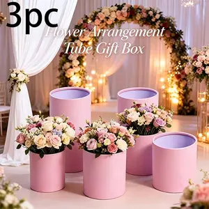 3pc Round Lidded Gift Box Set, Ideal for Floral Arrangements, Bridesmaid Gifts, Birthday Party Decor, Proposal Ceremony, Christmas Tree Ornament, Table Centerpiece