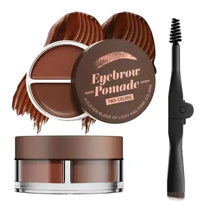 Waterproof Eyebrow Pomade, 1 Set Long-lasting 2 in 1 Eyebrow Cream with Brush, Smudge Proof and Sweat Resistant Formula, Natural Eyebrow Makeup for All Skin Types and Tones, Brow Tint Cream