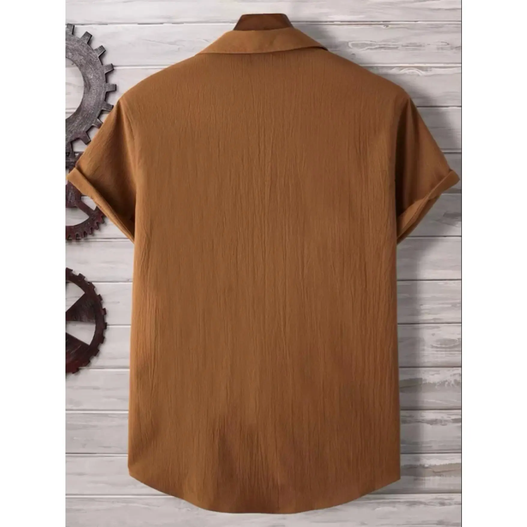 Brown 38(M) Short Sleeve Shirt for Men