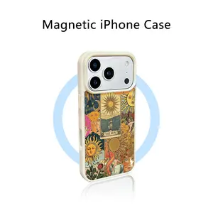 Phone Case Sun Tarot Theme Celestial Mystic Sun Pattern MagSafe Compatible Magnetic Clear iPhone Case Shockproof Anti Drop Protective for iPhone 17 16 Pro Max 15 14 13 12 11 XS XR and Samsung S25 Ultra S24 S23