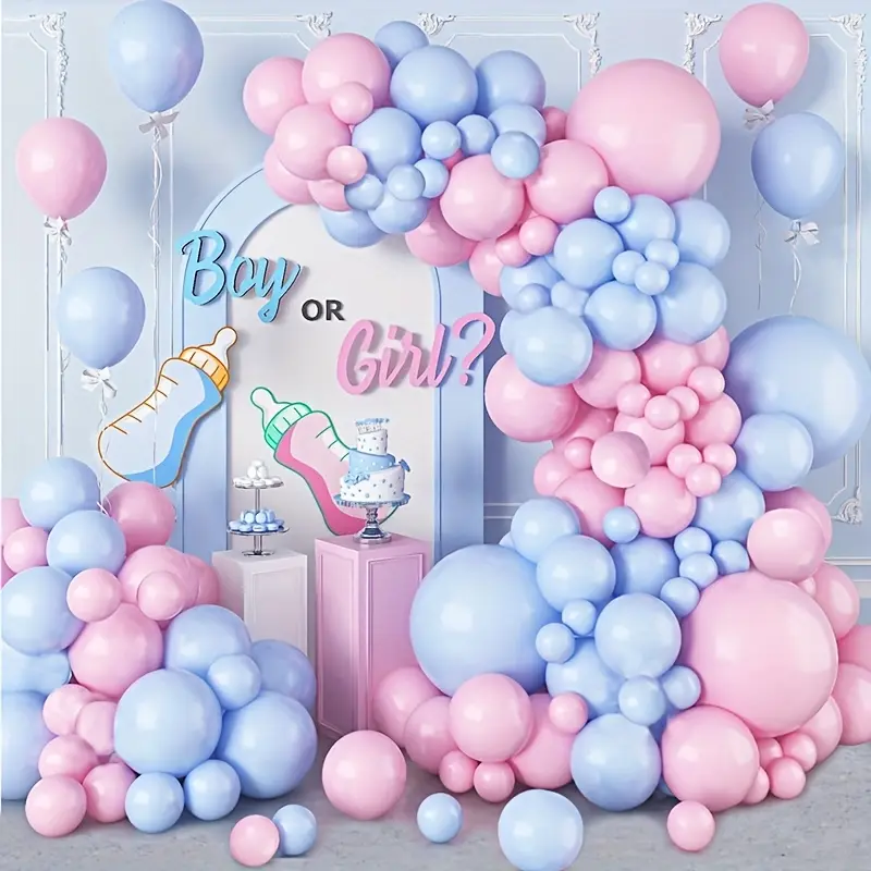 106pcs,Pink Blue Balloon Garland Arch Kit,Balloon Chain,Baby Shower Party Decoration,Gender Revealing Party Decor,Happy Birthday Party Suppies,Wedding Bridal Shower Party Balloon Set