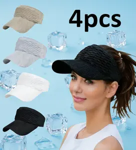 2/4-Piece Set Women's Outdoor Sports Baseball Cap Open-Top Sun Hat Sun Protection Hat for Sports Enthusiasts and Outdoor Adventurers