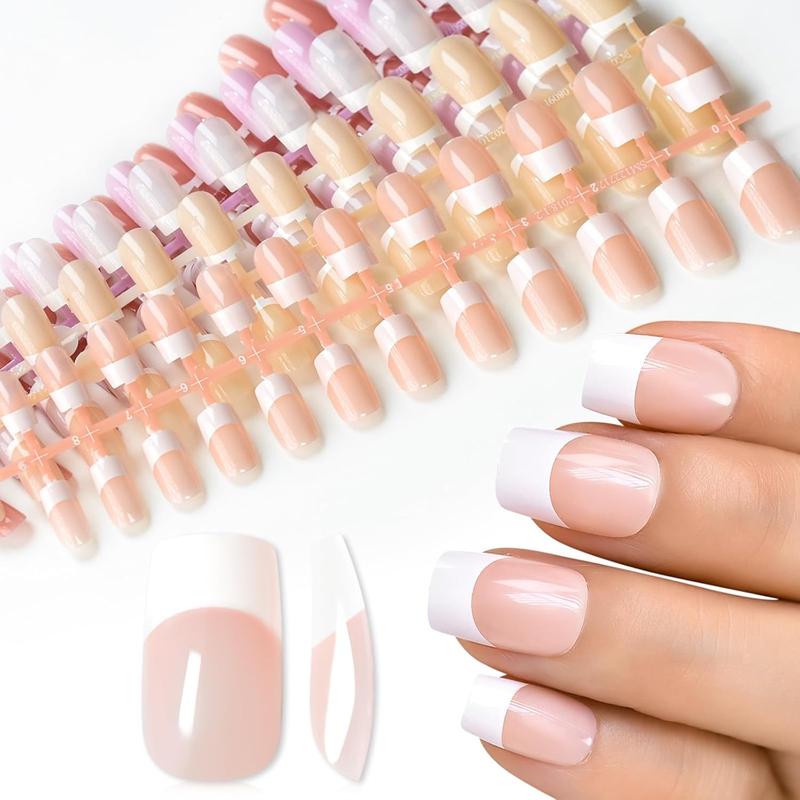 120Pcs 5 Pack Natural Nude Pink Acrylic Press-On Nails, Full Cover IKISKT Classic French Tips, 5 White French Styles, False Nail Art Kit for Women, Kids & Girls – Easter, Christmas & Birthday Gifts