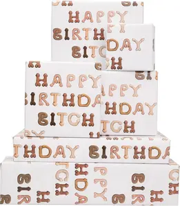 Funny Birthday Wrapping Paper for Men Women Adult - Happy Birthday Bixxh - Funny Shape Alphbet -  for Birthday Anniversary Valentine's Day 19.6 X 27.8 Inches Per Sheet (6 Sheet)