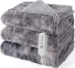 Heated Blanket Full Size, Heating Soft Faux  Electric Blankets 72"x84",5 Heat Settings & 10 Hrs Auto Off,Machine Washable, Over-Heat Protection (Grey)