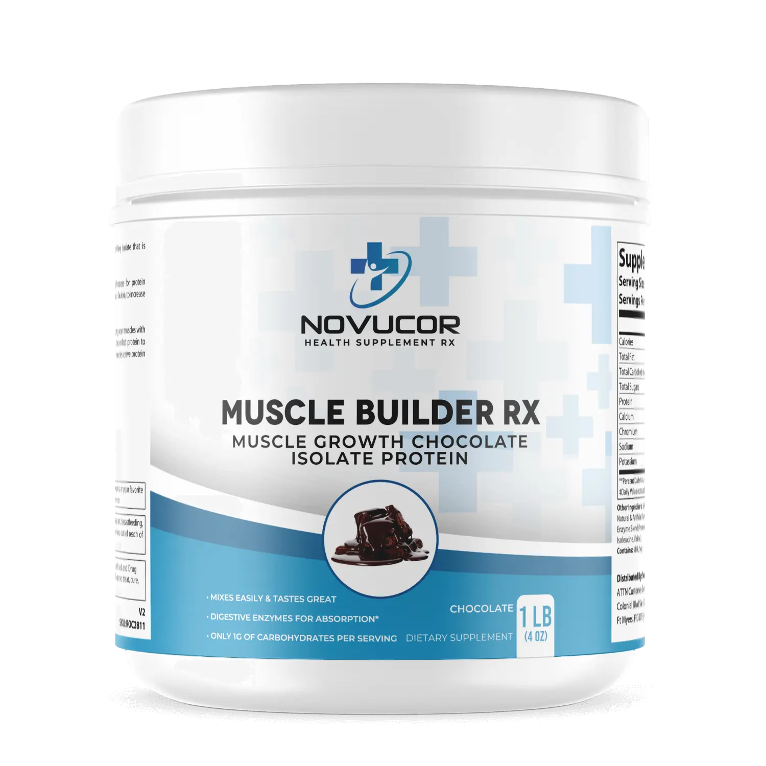 1lb Muscle Builder RX Muscle Growth Whey Isolate Protein (Chocolate) Healthcare Dietary Fitness Supplement