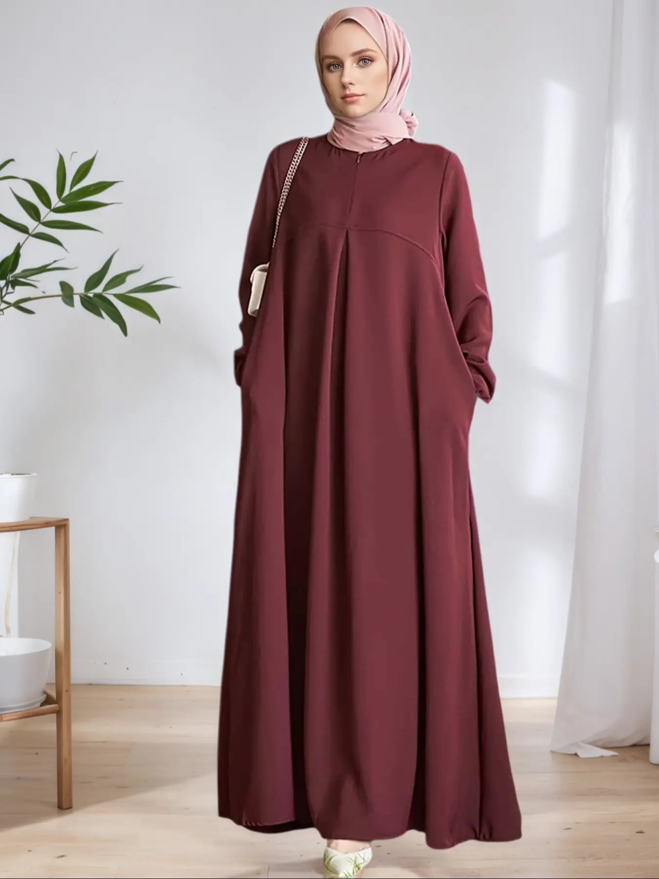 Women's Long Loose Fit Round Neck Dress, Hijabi Cute Dresses, Muslim Women  Gowns, Casual Plain Design with Pockets, Modest Style for All Seasons,  Comfortable Long Sleeve, Maxi, Maxidresses - TikTok Shop