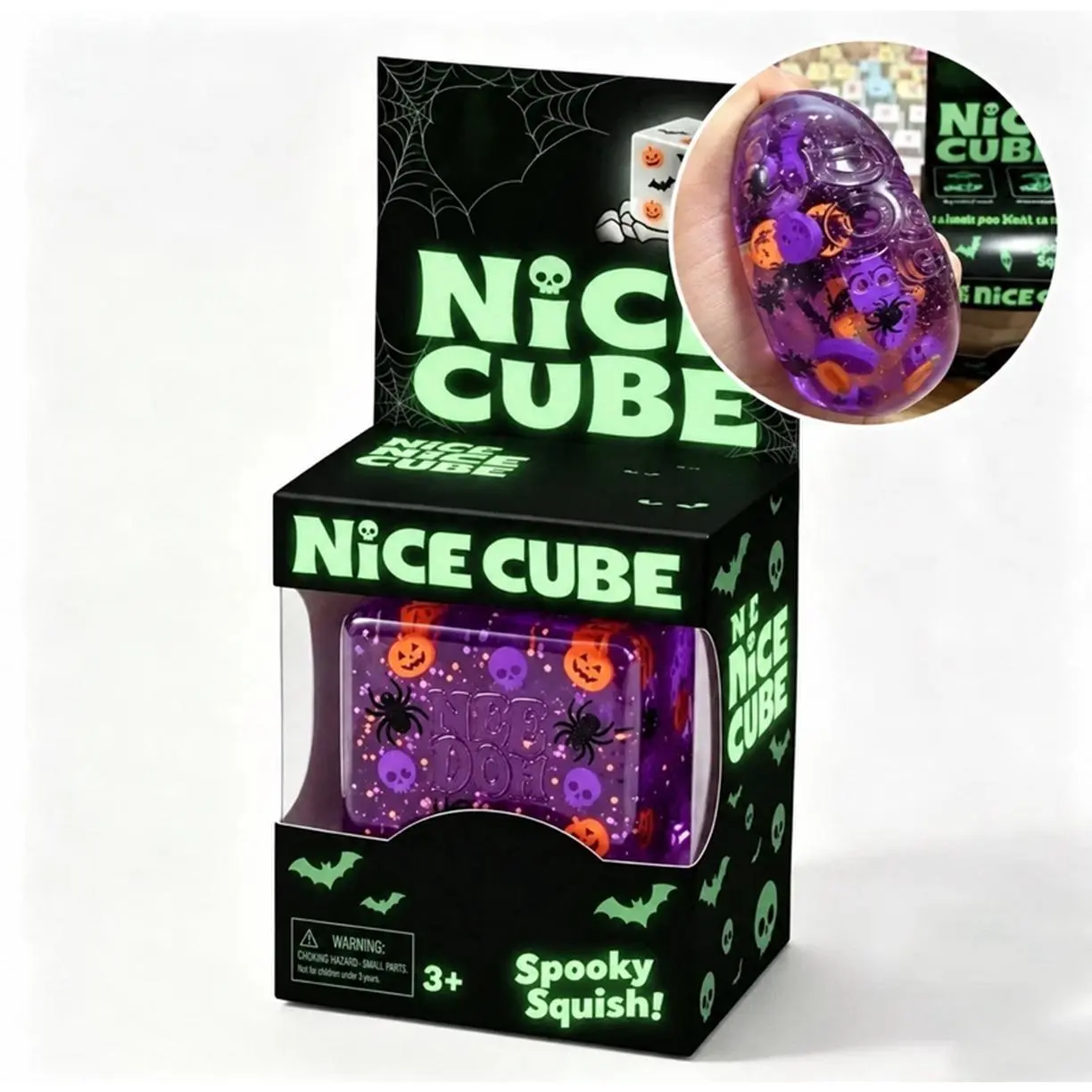 Nice Cube Halloween Edition Spooky Squish Fidget Stress Toy Purple - Perfect for Halloween Fun and Relaxation