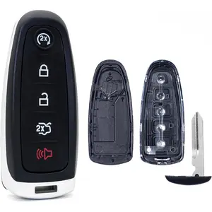 Key Fob Shell Case Replacement Fits for Ford Edge Explorer Focus Taurus Flex Expedition Lincoln MKS MKT MKX Navigator 2011 2012 2013 2014-2017 Keyless Entry Remote Control 5 Button Pad Cover
