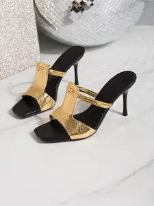 Snake-Print Square Toe Stiletto Mules for Party & Nightclub