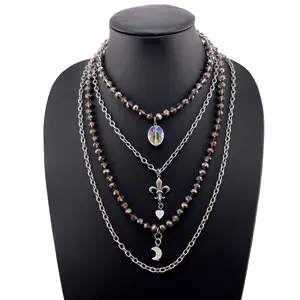 Love Fleur de Lis Fusion Necklace Duo Bundle Moon Goddess Pendant