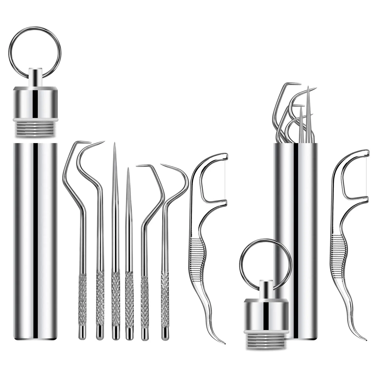 Household Reusable Stainless Steel Toothpick Set Compact Pocket Storage Box for Indoor Outdoor
