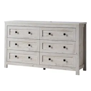 AMERLIFE Farmhouse 6 Drawers Dresser, Wood Rustic Chest of Drawers for Bedroom, Closet Storage Dressers Organizer, 6 Drawers Chest for Living Room