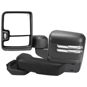 2019-2023 Silverado 1500 Power Adjustable, Heated, and Manual Extendable Black Towing Mirrors with Clear Lens LED Turn Signal & Clearance Lights