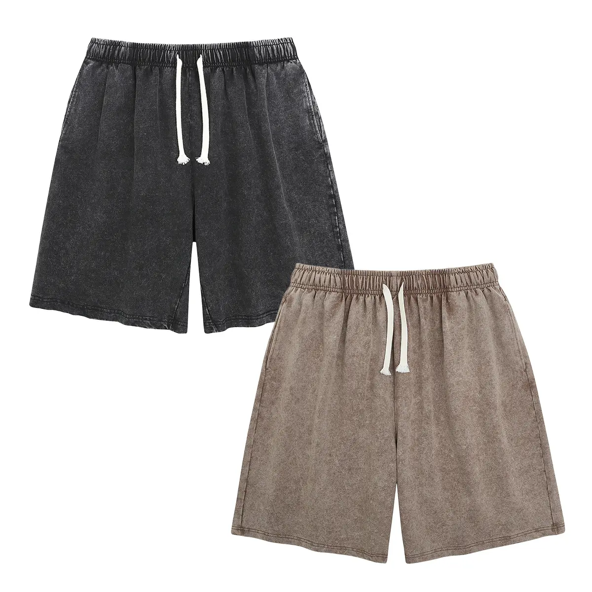 HarleyLand Women’s 2 Packs Casual Acid Wash Shorts, Cotton Summer Shorts, Comfortable Vintage Washed Lounge Bottoms, Simple Everyday Commuting Outfits for Walking, Travel, Getaways, Outings, and Daily Wear