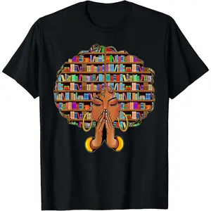Black History Month Afro Women Girls Book Lover Librarian T-Shirt Outfits Fabric