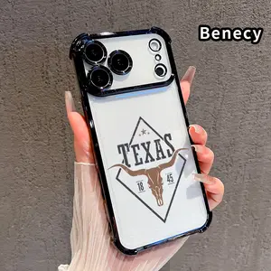 Compatible with iPhone 17 Pro Max 16 15 Plus Air 14 13 12 11 E Case Texas Longhorn Legacy Pattern Clear Protective Four Corners Air Cushion Anti-drop Shockproof Cellphone Casing